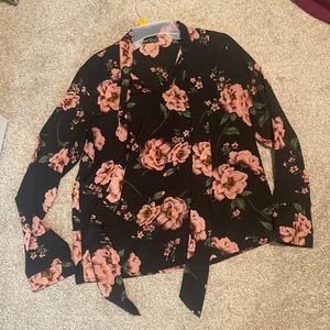 Floral tie neck blouse
